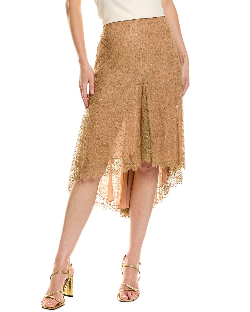 Michael Kors Collection Crushed Silk-blend Slip Skirt In Gold