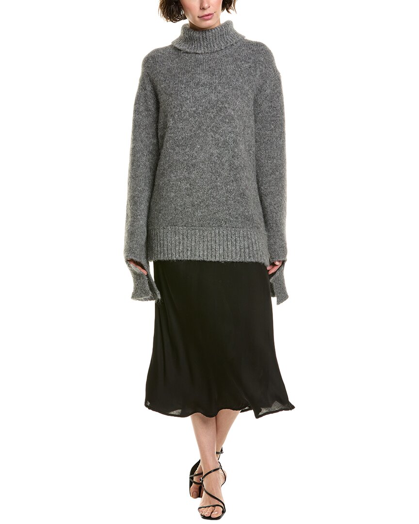 Michael Kors Collection Cashmere & Silk-blend Sweater In Gray