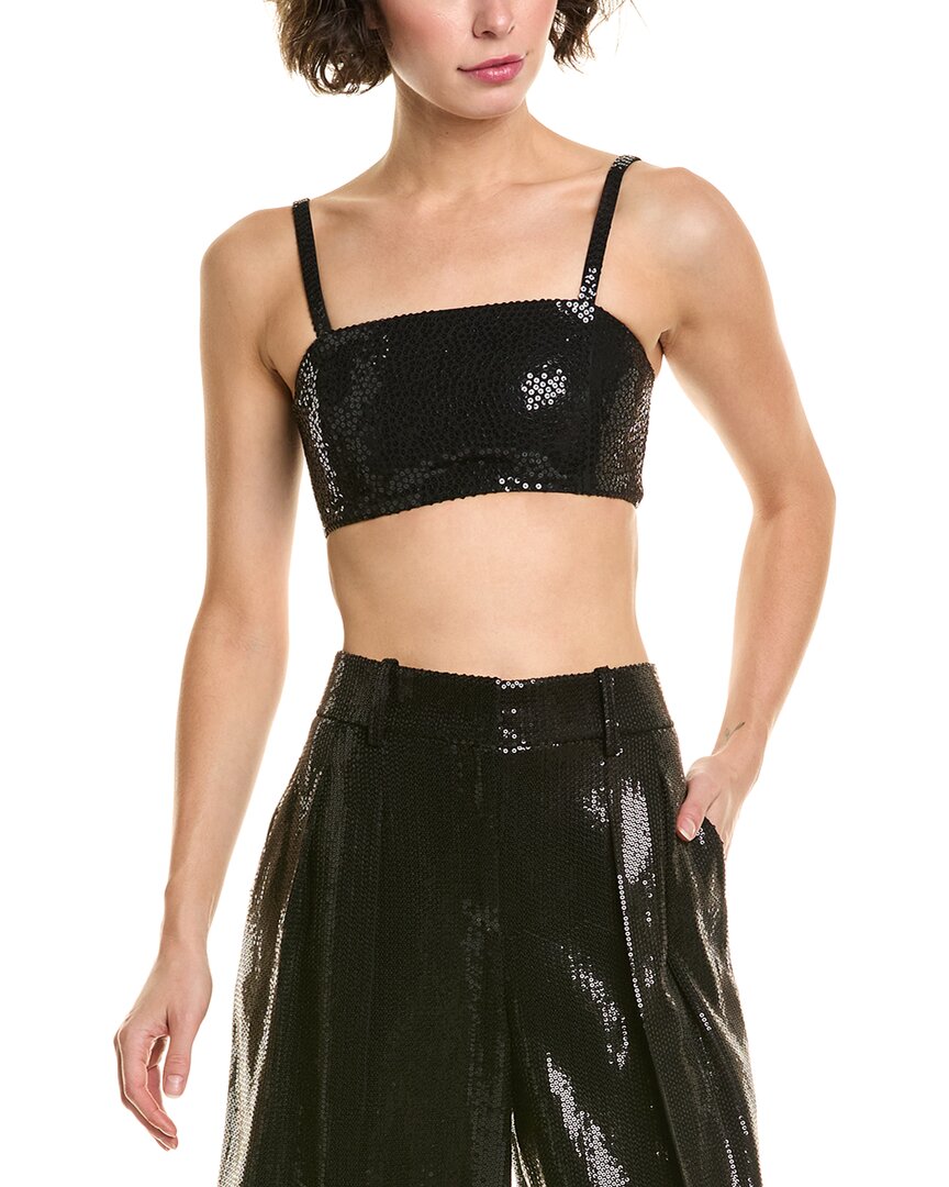 Michael Kors Collection Embroidered Silk-blend Bra Top In Black