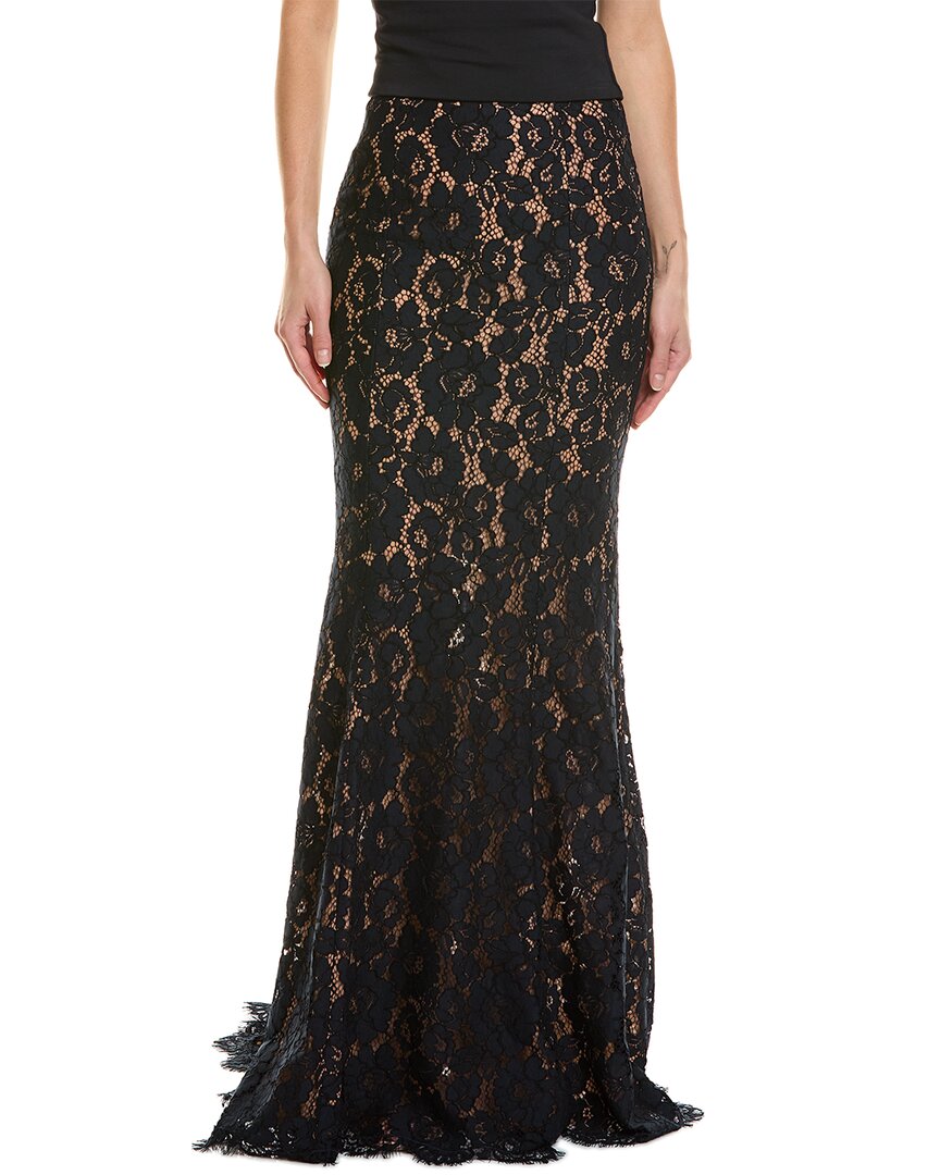 Michael Kors Collection Floral Lace Fishtail Skirt In Black