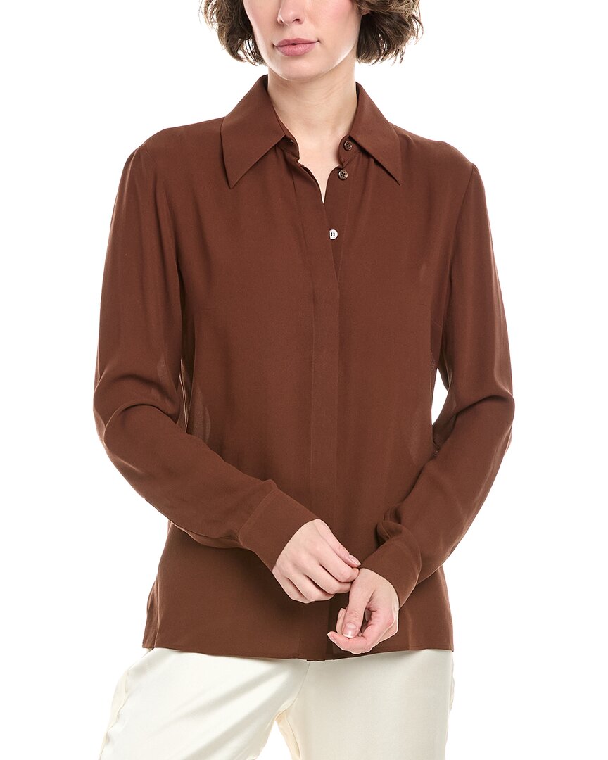 Michael Kors Collection Hansen Silk Shirt In Brown