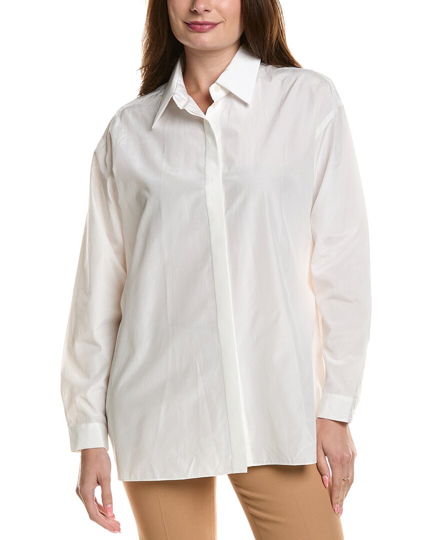 Michael Kors Collection Silk-blend Boyfriend Shirt In White