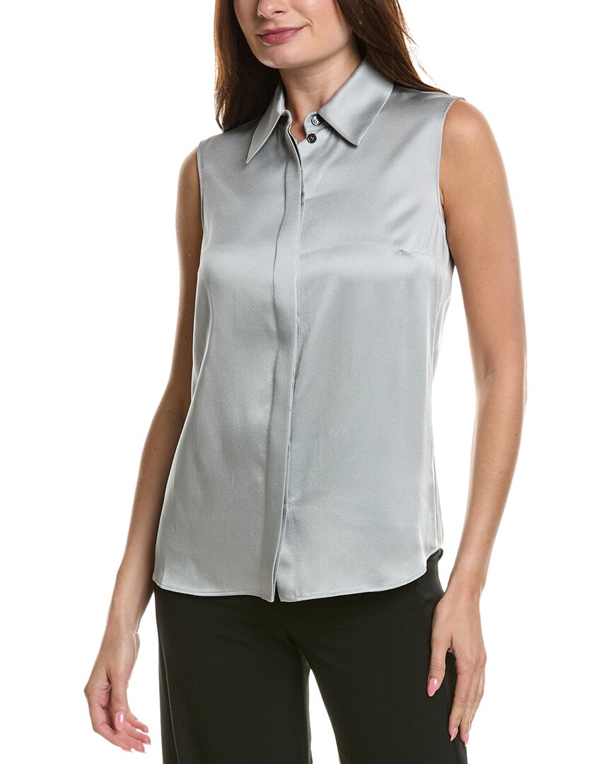 Michael Kors Collection Techno Charm Top In Gray