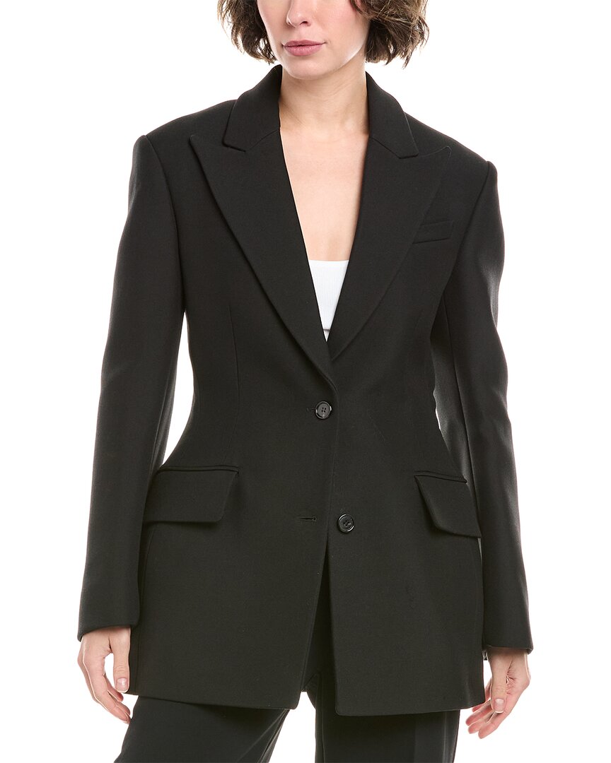 Michael Kors Collection Sculpted Wool-blend Blazer In Black