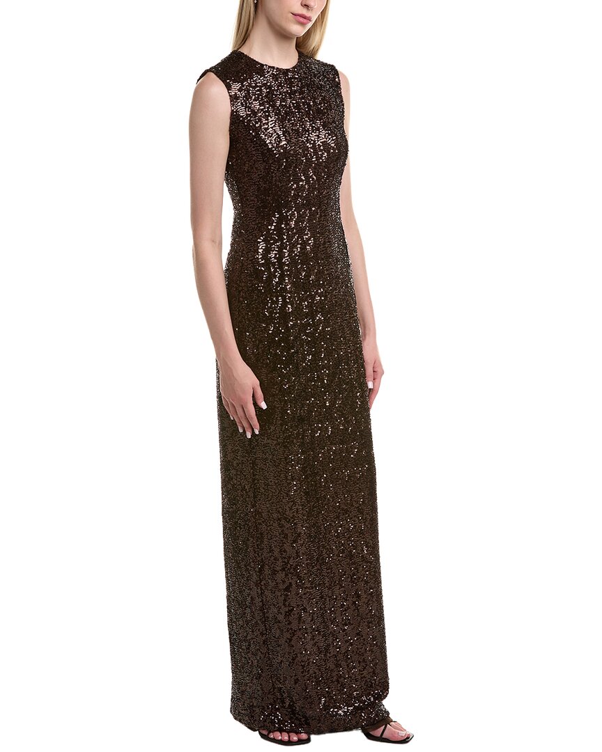 Michael Kors Sleeveless Stretch Tech Sequined Gown In Black
