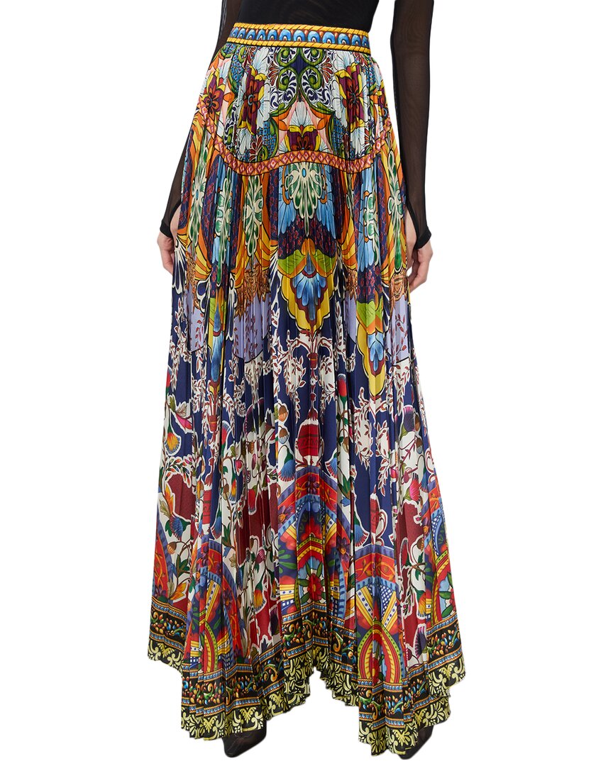 Alice And Olivia Pleated Printed Maxi Skirt In Multi