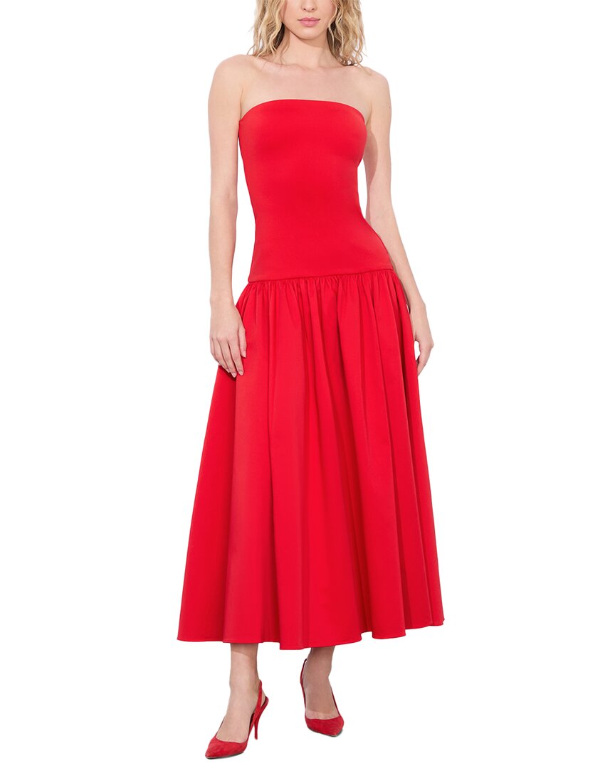 Alice And Olivia Oriana Strapless Drop Waist Dress In Red
