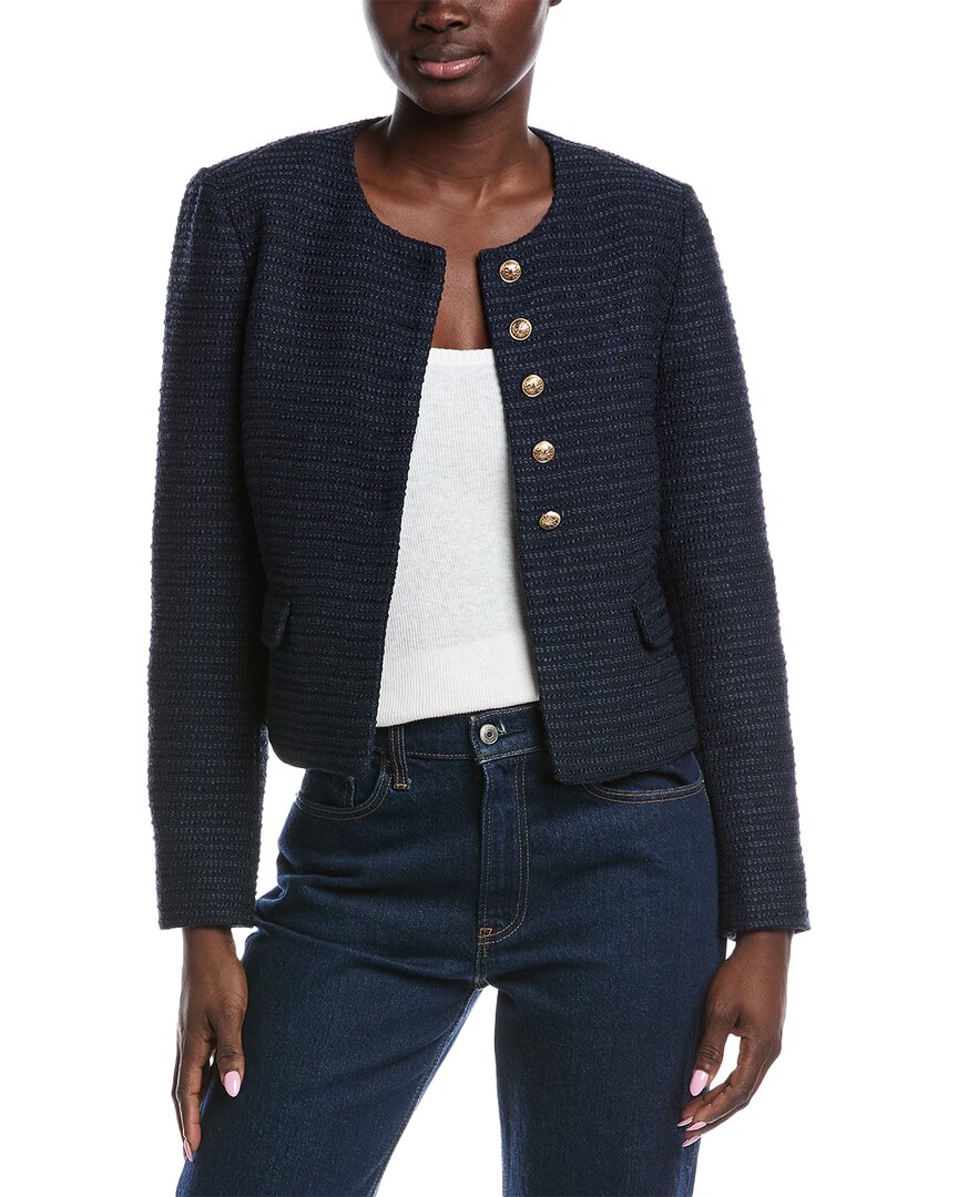 Sam Edelman Olive Collarless Jacket In Blue