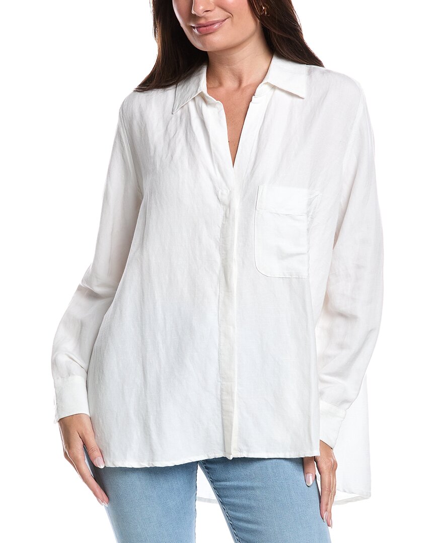French Connection Birdie Linen-blend Boyfriend Shirt In White