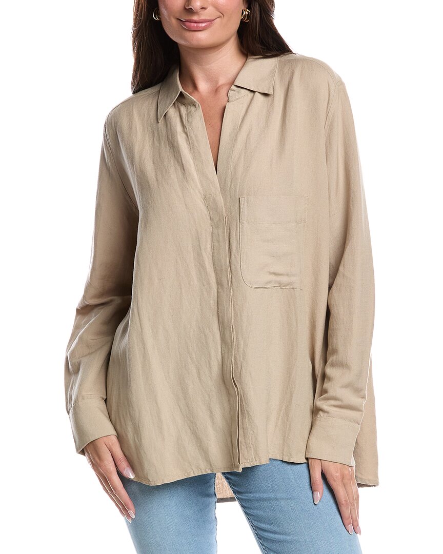 French Connection Birdie Linen-blend Boyfriend Shirt In Neutral