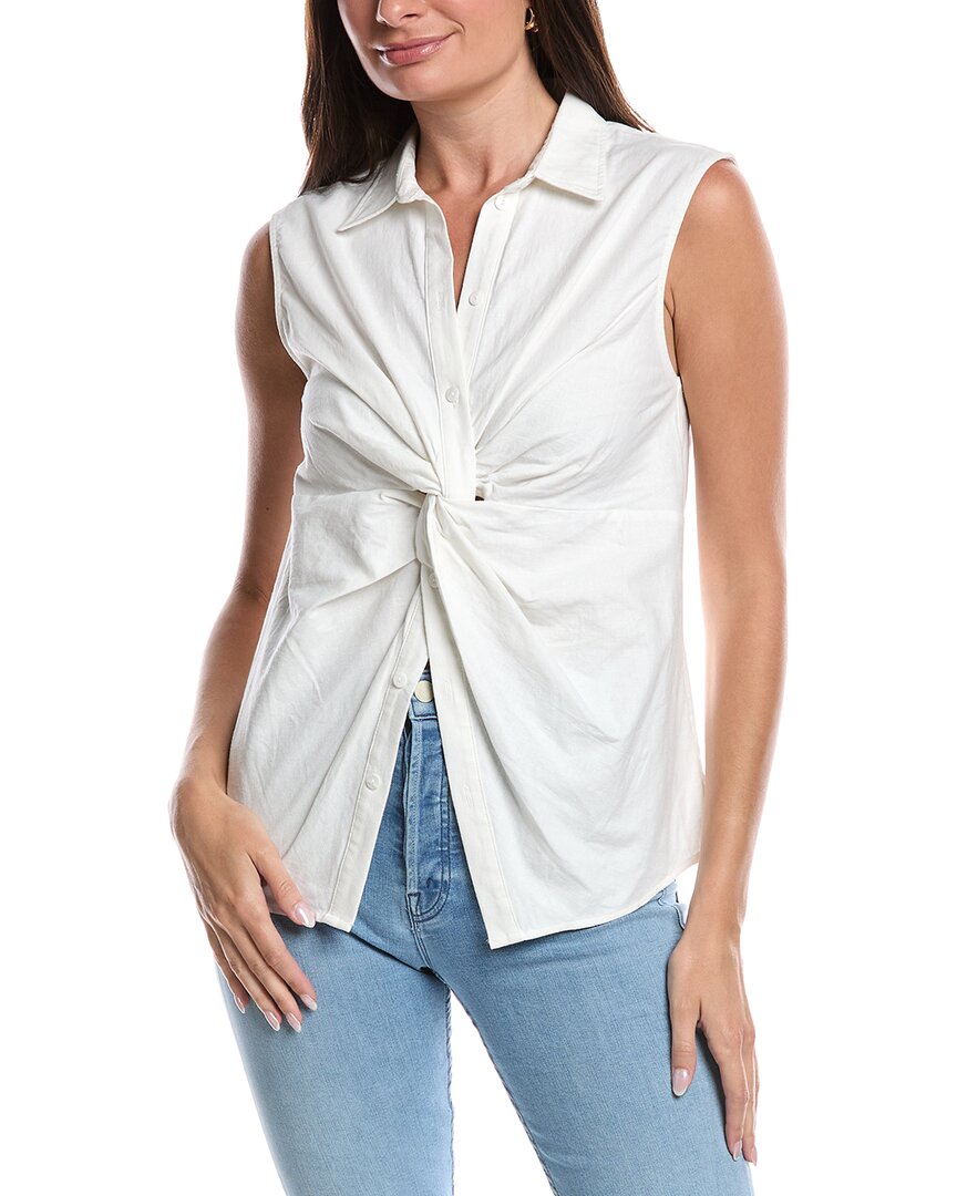 French Connection Aofie Linen-blend Twist Front Shirt In White