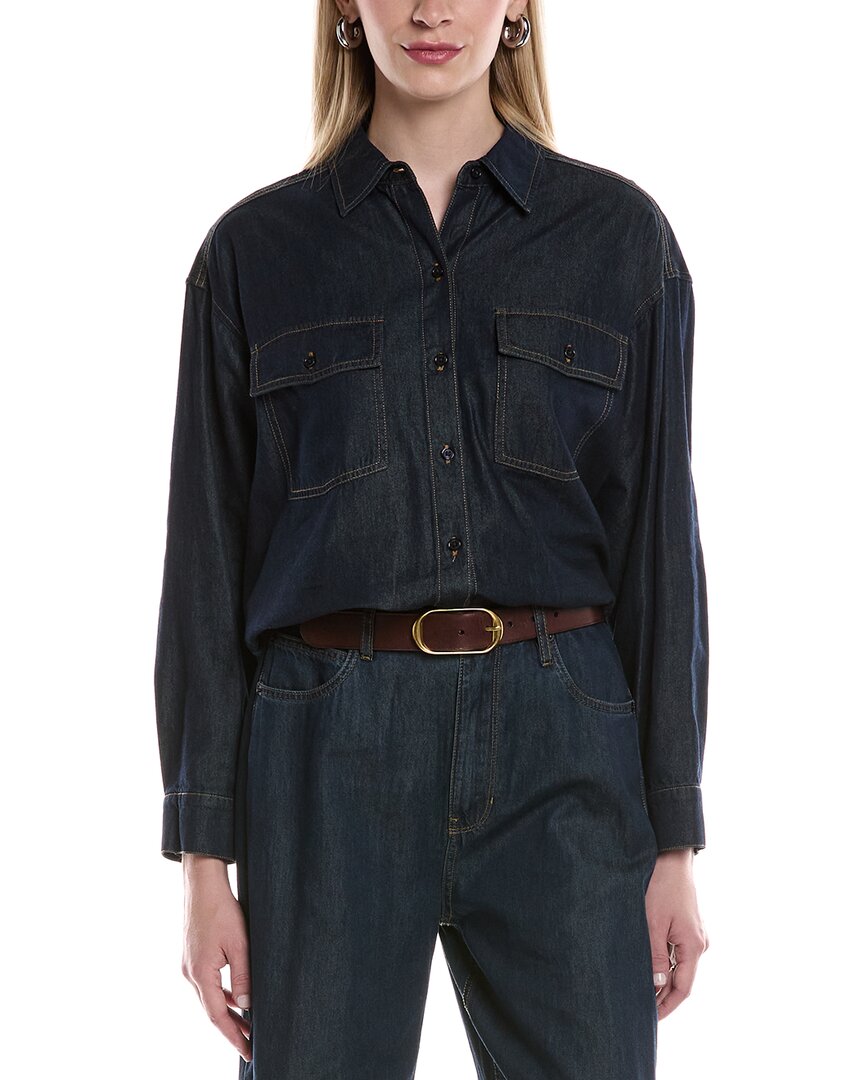 Kenneth Cole Oversized Denim Shirt In Blue