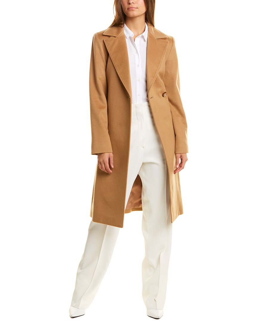 Sofiacashmere Wool & Cashmere-blend Coat In Brown