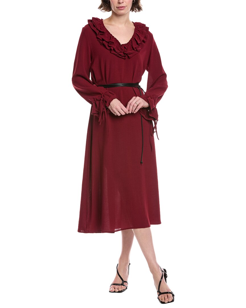 Hl Affair Midi Dress In Burgundy
