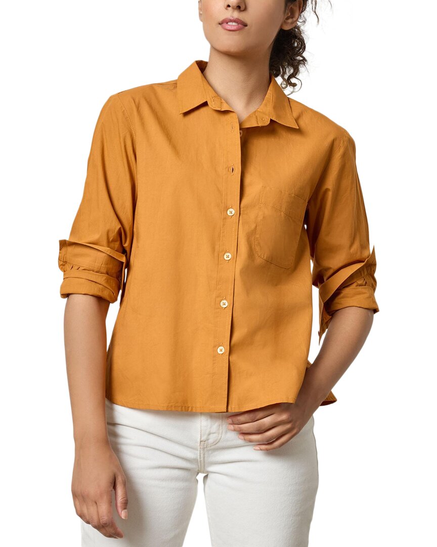 Lilla P Poplin Button-down Shirt In Orange
