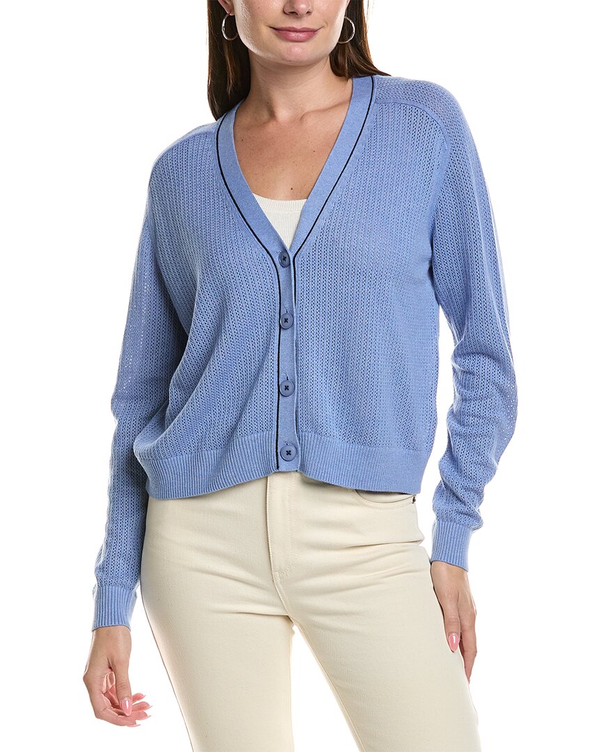 Lilla P Saddle Sleeve V-neck Cardigan In Blue
