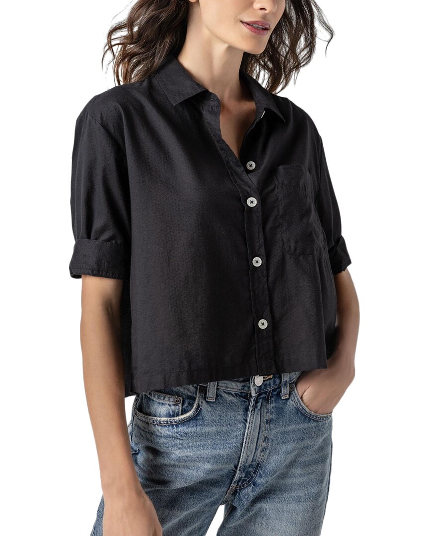Lilla P Easy Sleeve Button-down Shirt In Black
