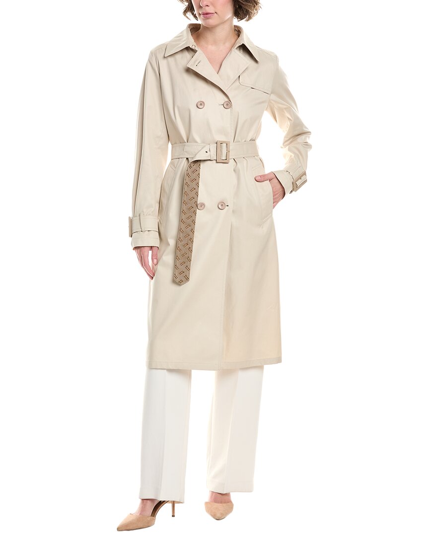 Herno Beige Cotton Double-breasted Trench Coat With Adjustable Sleeves In Neutral