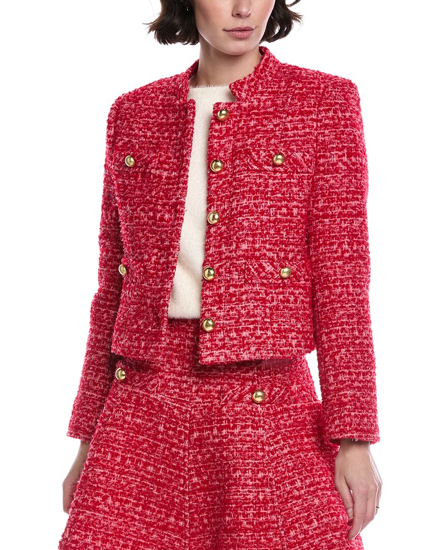 Stellah Wool-blend Tweed Jacket In Red