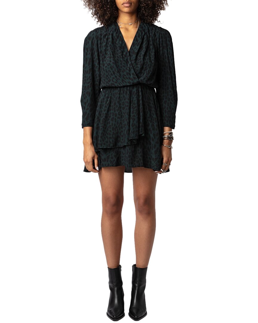 Zadig & Voltaire Rogers Soft Leo Silk Dress In Multi