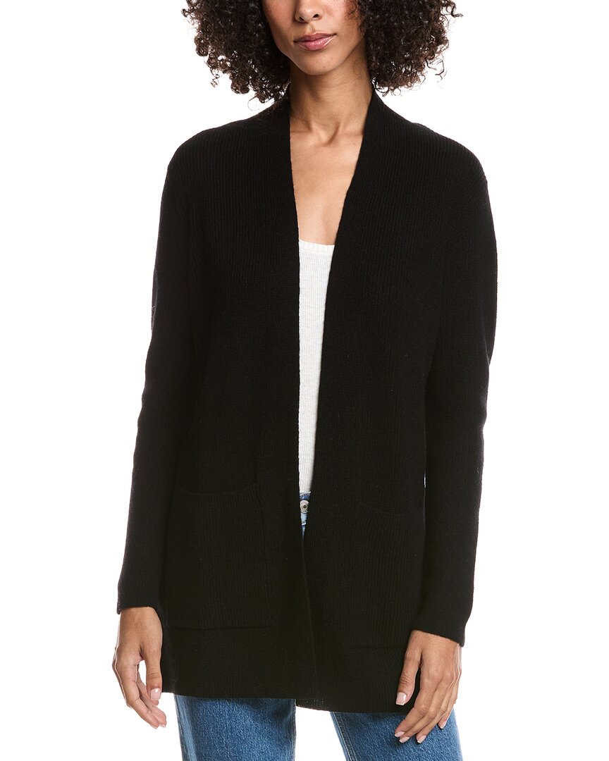 Forte Cashmere Wool & Cashmere-blend Drape Cardigan In Black
