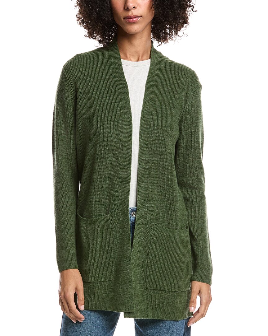 Forte Cashmere Wool & Cashmere-blend Drape Cardigan In Green