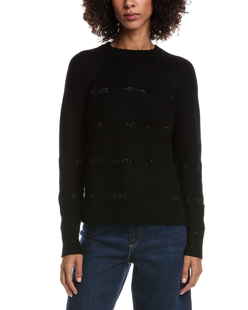 Forte Cashmere Crystal Wool & Cashmere-blend Raglan Sweater In Animal Print