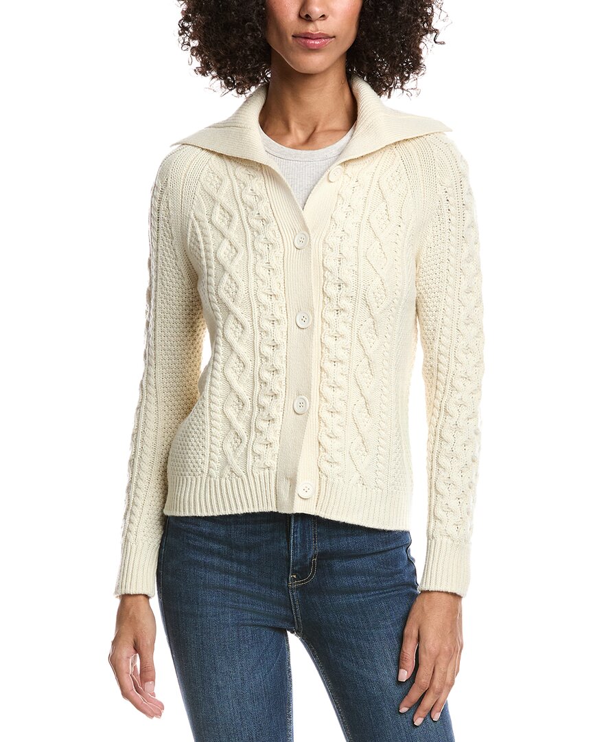 Forte Cashmere Wool & Cashmere-blend Luxe Cable Cardigan In Neutral