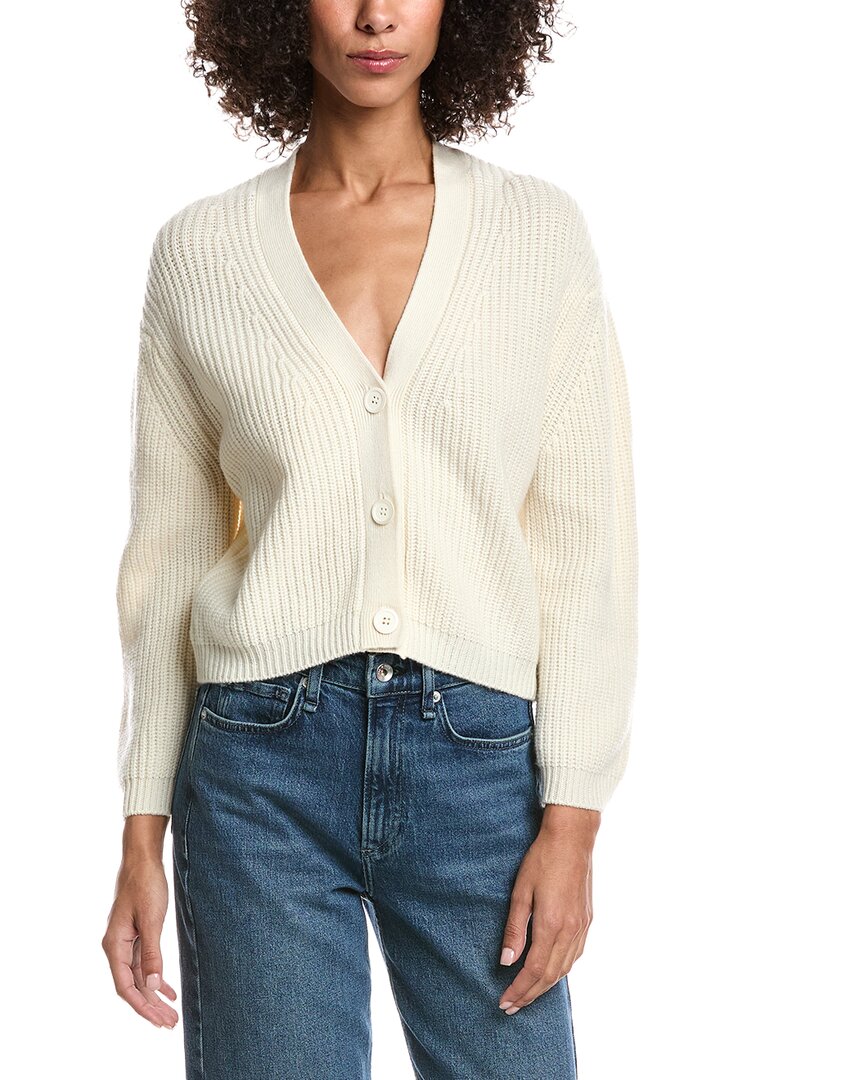 Forte Cashmere Wool & Cashmere-blend Short Rib V-neck Button Cardigan In Animal Print