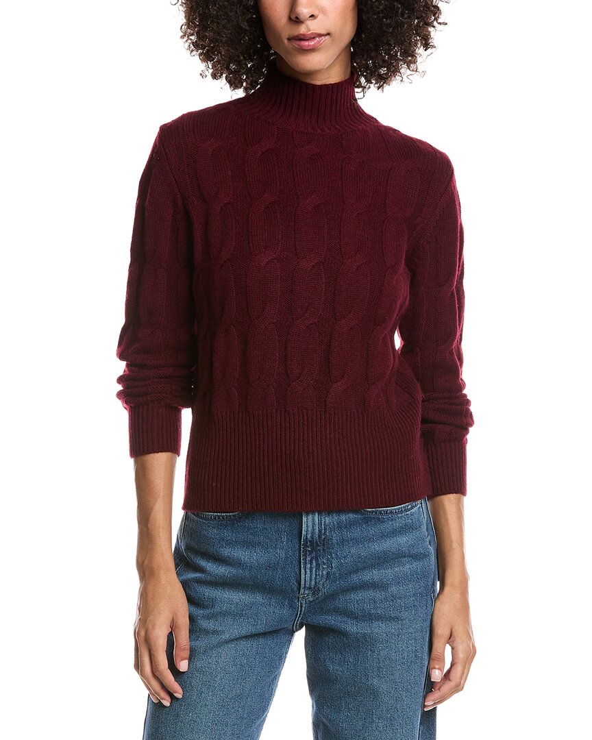 Forte Cashmere Cable Wool & Cashmere-blend Mock Neck Sweater In Purple