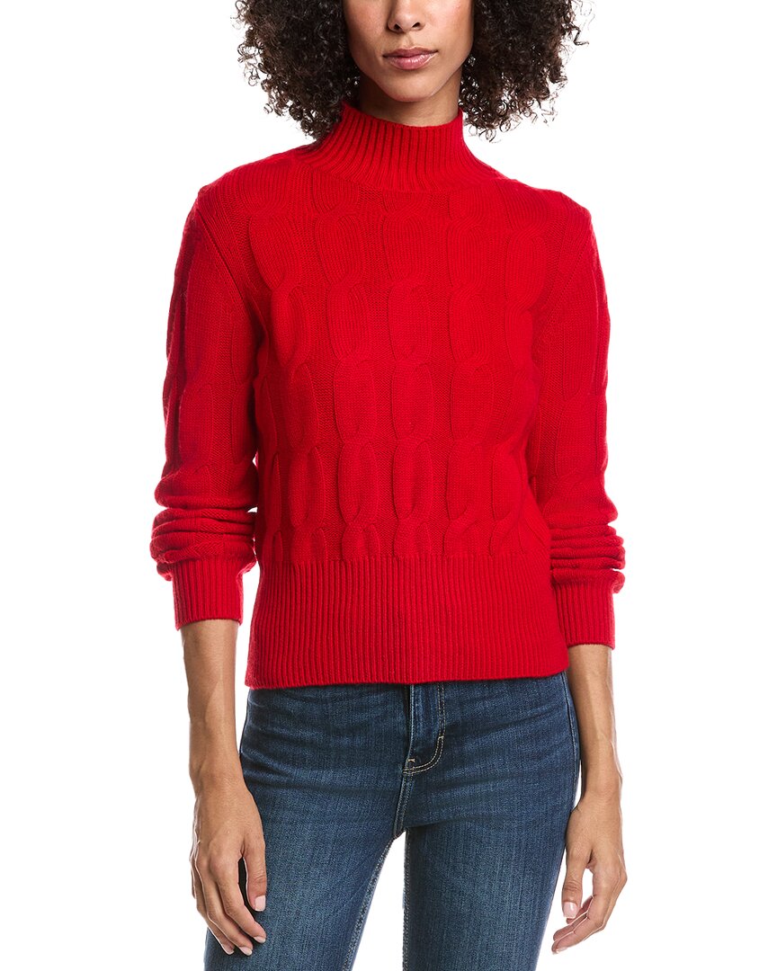Forte Cashmere Cable Wool & Cashmere-blend Mock Neck Sweater In Red