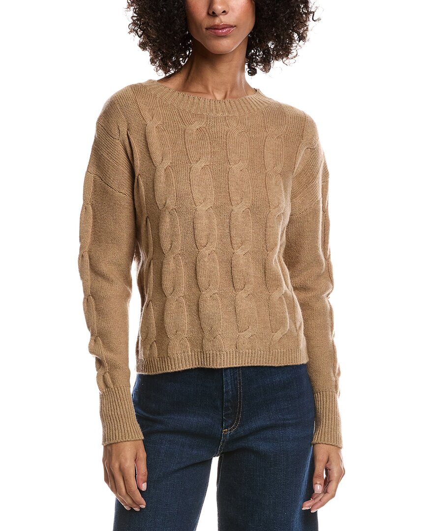 Forte Cashmere Crop Cable Wool & Cashmere-blend Sweater In Tan