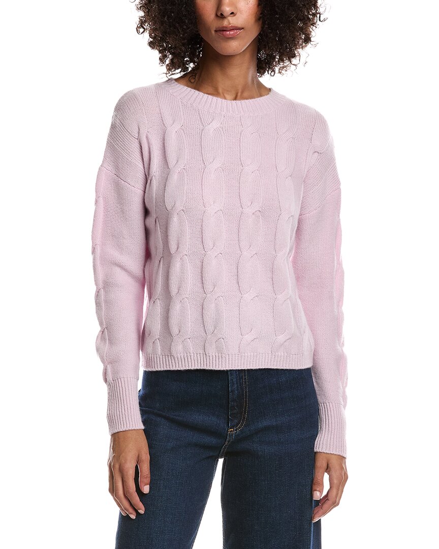 Forte Cashmere Crop Cable Wool & Cashmere-blend Sweater In Pink