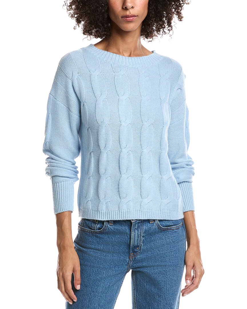 Forte Cashmere Crop Cable Wool & Cashmere-blend Sweater In Blue