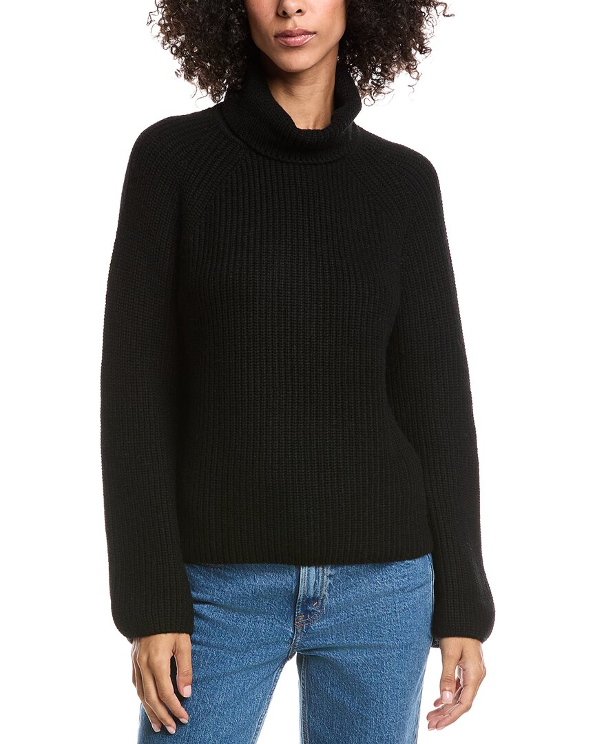 Forte Cashmere Luxe Wool & Cashmere-blend Turtleneck Sweater In Black