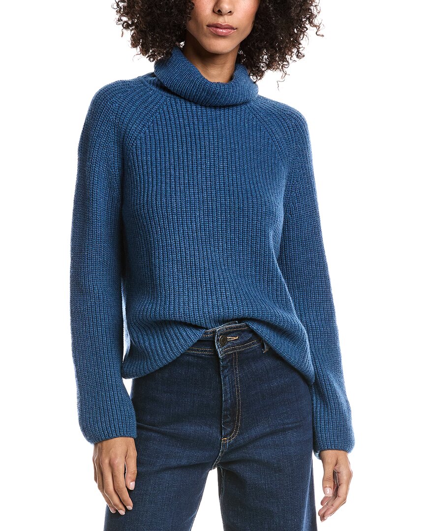 Forte Cashmere Luxe Wool & Cashmere-blend Turtleneck Sweater In Blue