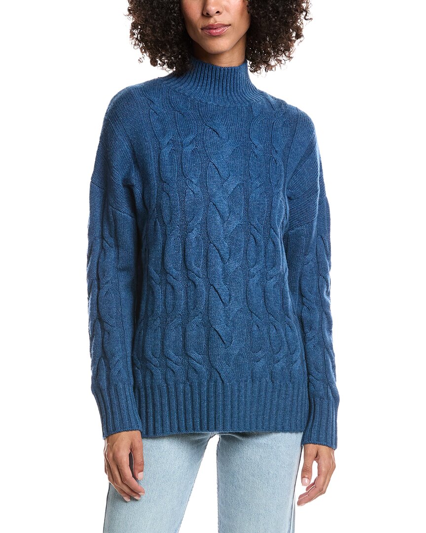 Forte Cashmere Luxe Wool & Cashmere-blend Cable Sweater In Blue
