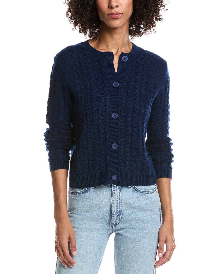 Forte Cashmere Cable Wool & Cashmere-blend Cardigan In Blue