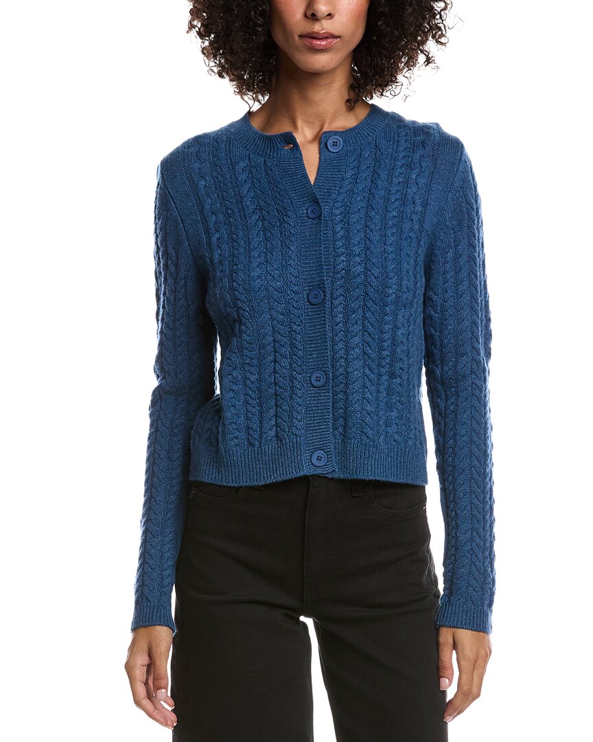 Forte Cashmere Cable Wool & Cashmere-blend Cardigan In Blue