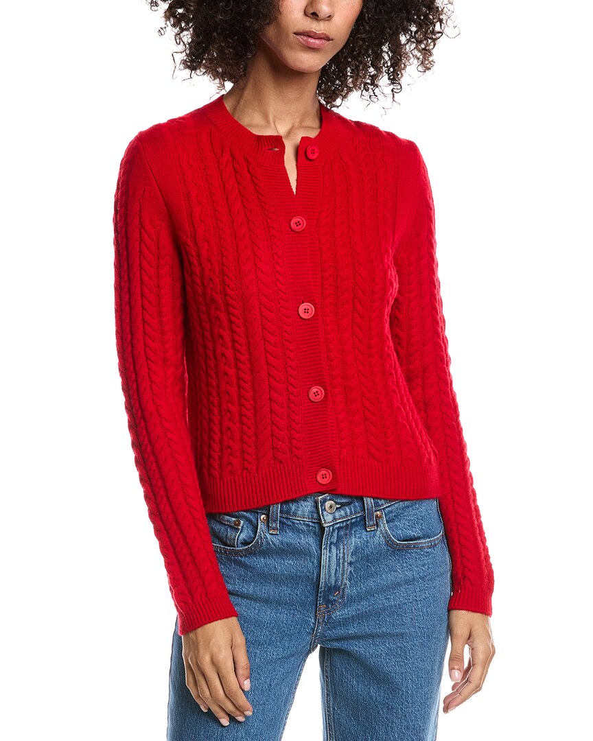 Forte Cashmere Cable Wool & Cashmere-blend Cardigan In Red