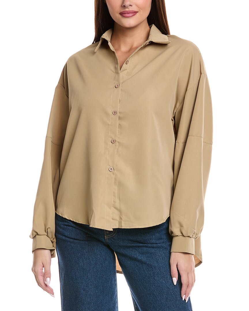 Madison Miles Button Shirt In Tan