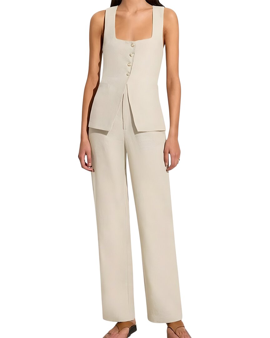Camila Blanco 2pc Linen-blend Vest & Pant Set In Neutral