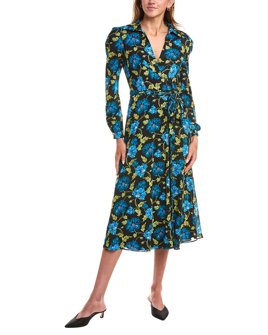 Diane Von Furstenberg Phoenix Reversible Mesh Wrap Dress In Blue