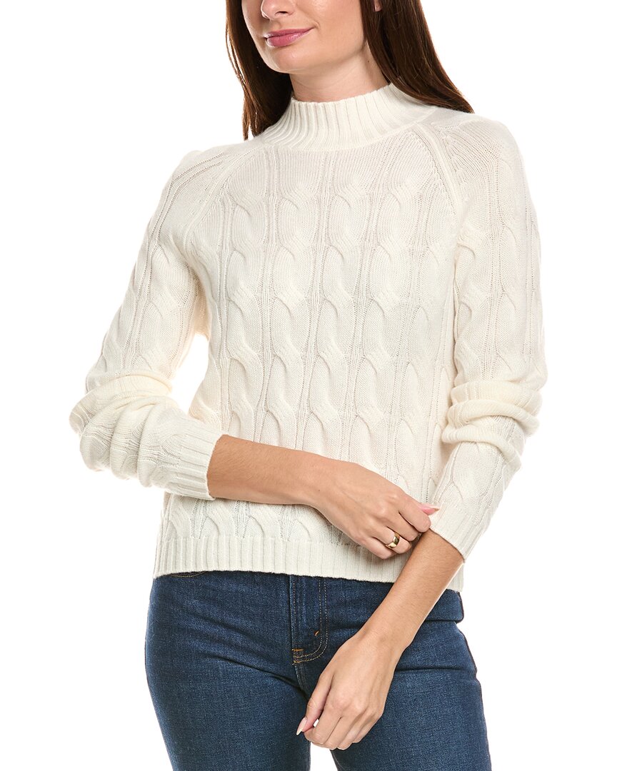 Kier + J Mock Neck Cable Wool & Cashmere-blend Sweater In Neutral