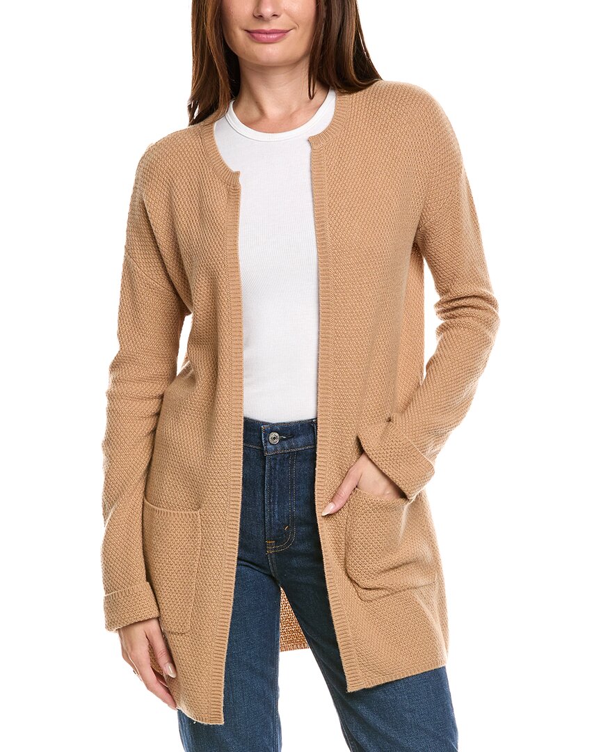 Kier + J Wool & Cashmere-blend Open Cardigan In Neutral