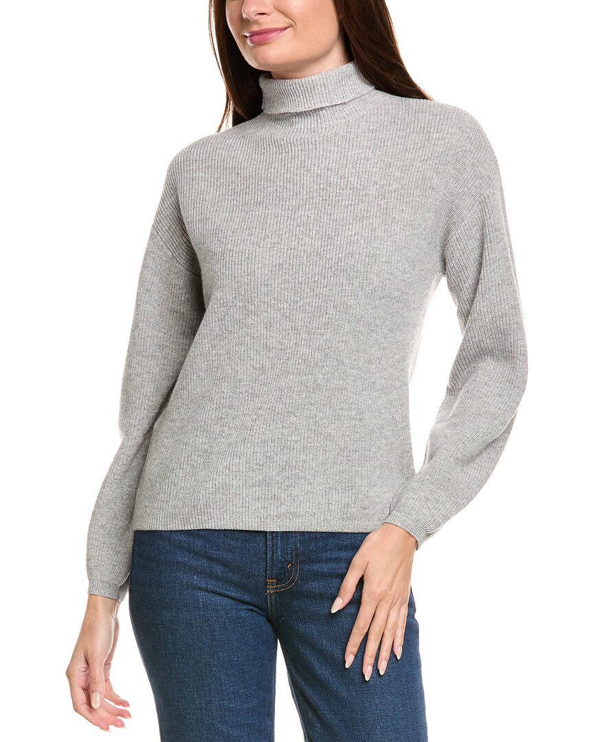 Kier + J Ribbed Turtleneck Wool & Cashmere-blend Sweater In Gold