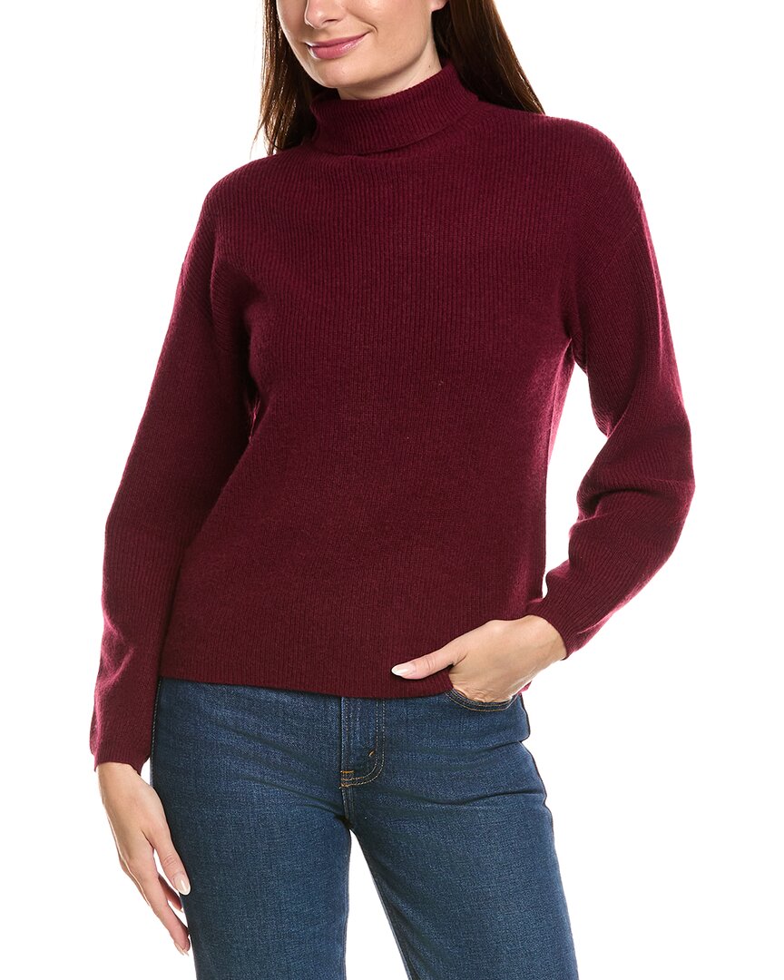 Kier + J Ribbed Turtleneck Wool & Cashmere-blend Sweater In Purple