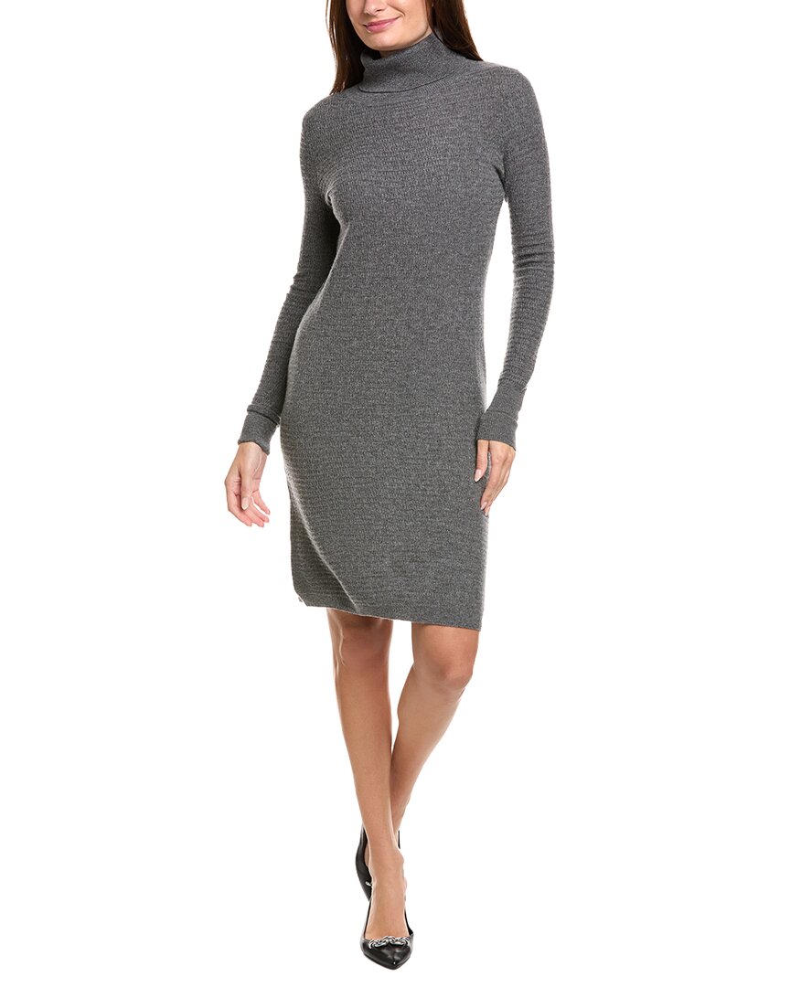 Kier + J Turtleneck Wool & Cashmere-blend Dress In Gray