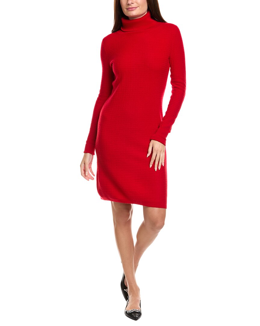 Kier + J Turtleneck Wool & Cashmere-blend Dress In Red