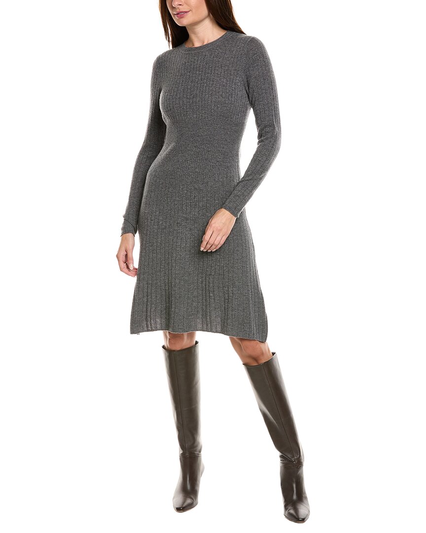 Kier + J Crewneck Wool & Cashmere-blend Dress In Gray